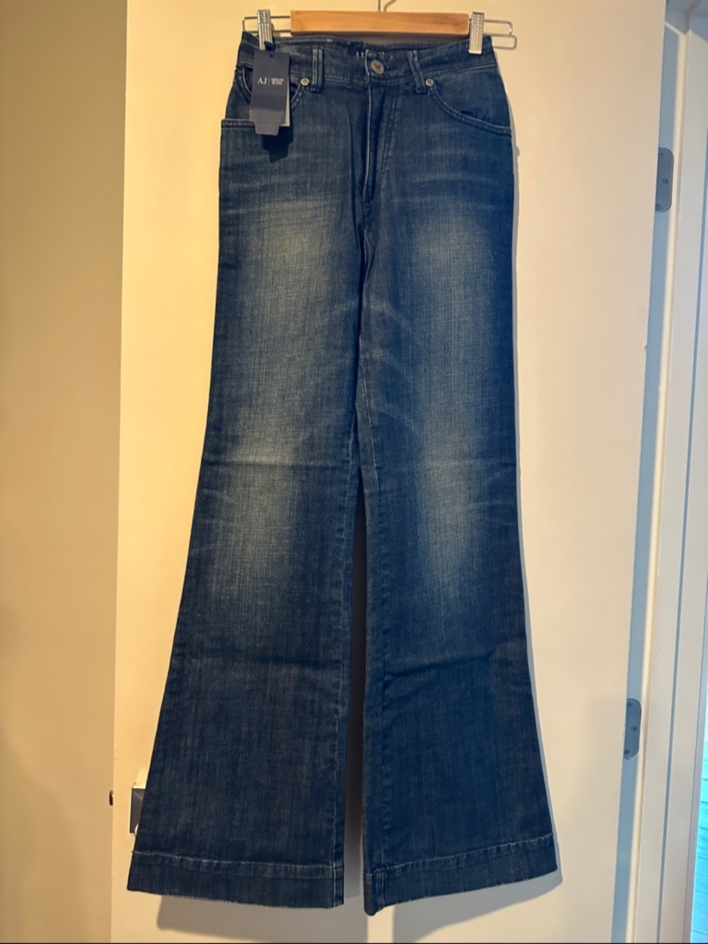 Armani Jeans Dark Blue Flared Wide-Leg Jeans